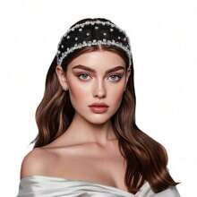 1pc Black Lace Headband, Versatile Daily Wear Hair Accessories, Netted Rhinestone Embellished Elegant Hairband For Women Headbands Hair Hoop