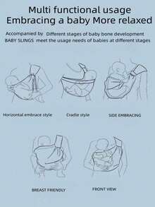 轻便婴儿背带，前置婴儿背带，多功能，易于使用 - 黑色 - 查看 4