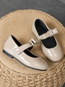 1 Par de Zapatos de recubierto para Niñas, Zapatos de Princesa para Escuela y Eventos con Puntera Redonda, Lazo a Cuadros, Suela Suave, Zapatos Planos Ceremoniales, Zapatos de Uniforme Lindos y de Moda