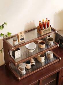 1pc Simple Desktop Storage Rack, Multi-Layer Dining Table Organizer, Small Desktop Cup & Teaware Holder For Home, Dorm, Kitchen