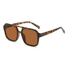 1pc Unisex Tortoise Shell Color Square Frame Double Bridge Pilot Style Fashion Glasses For Vacation Boho Shades Beach Accessories Beach Accessories For Women Glasses Shades Basics Fall Winter Women Outfits Clothes Business Casual Gifts Leopard