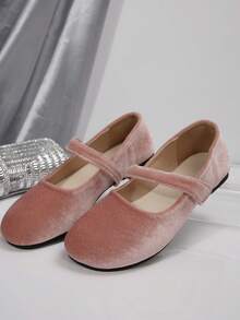 Women's Solid Color T-Strap Round Toe Low Heel Flats, Fashion & Elegant Burgundy Mary Jane Flat Shoes For Casual, Work, Party, Spring & Autumn, Comfortable & Convenient - Pink - View 6