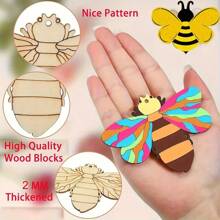 72pcs Wooden Insect Craft Set - DIY Art & Craft Kit Includes 30 Unique Insect Patterns, 12 Vivid Watercolor Pens, 30 Jute Ropes, For Creative Painting And Decoration, Suitable For Birthday And All Occasions, Creative Painting Set | Intricate Insect Patterns | Wooden Craft Blocks