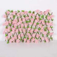1pc Cherry Blossoms Expandable Fence Screen, Garden Fencing Use Artificial Hedge Screen Extend Garden Grid Board With Flowers, Garden Fence Screen, Fence Privacy Screen For Backyard Patio Wall Decoration