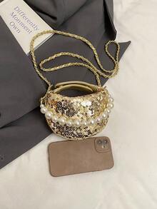 亮片新月迷你手提包、小型腕/肩斜挎包、晚装包 - A - 查看 12