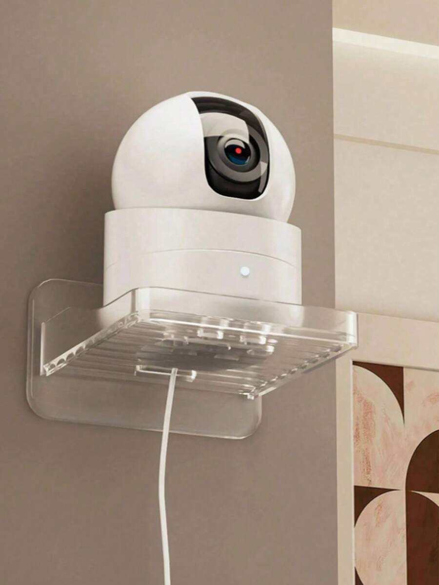 1个壁挂式摄像头支架，免钻孔粘贴式，家用收纳架，固定式监控支架托盘 - 彩色 - 查看 1