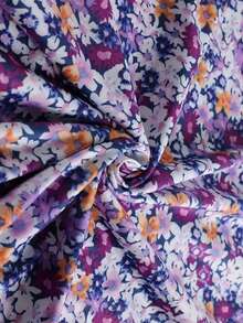 优雅休闲度假波西米亚风全身小碎花针织面料口袋连衣裙，适合优雅休闲办公和日常穿着，春夏季 - 淡紫色 - 查看 5