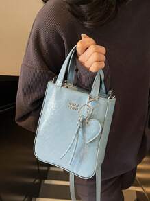 1pc Women Plain Color PU Leather Handbag, Fashion Zipper Closure Purse Suitable For Dating Gift