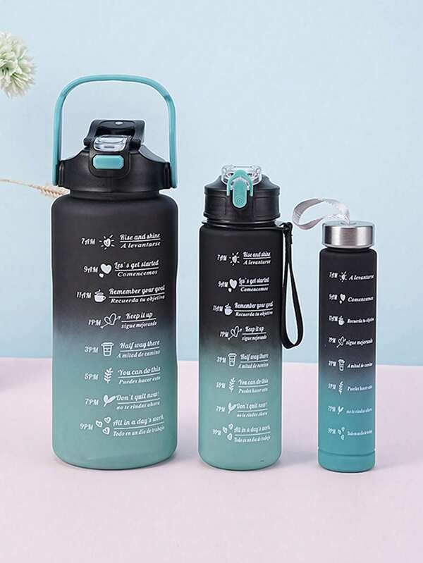 1 pieza Botella de agua de PC negra de gran capacidad de 67.63 Oz/2L, vaso con pajita portátil para deportes y fitness, adecuado para el hogar y viajes al aire libre