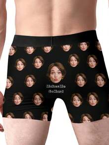 Calzoncillos bóxer personalizados para hombres con foto de rostro y texto personalizado. Regalos únicos y adorables de calzoncillos personalizados para esposo, novio, él, San Valentín, cumpleaños, aniversario, Navidad, boda, fiestas con estampado de rostro y texto personalizado
