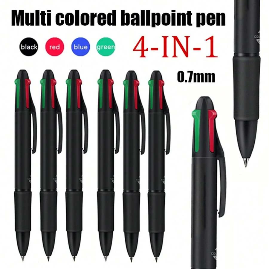 4 Pieces Lytwtw's 4 Color Pen Creative Colorful Retractable Ballpoint Pens Multifunction Pen For Marker Writing Stationery Back To School - Multicolor - View 1