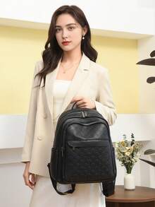 LECEY Anti-Theft Backpack Women High Quality Leather Backpack School Bags For Girls Casual Shoulder Bag Travel Backpacks New - Black - View 7