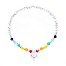 1 pieza de joyería de plata de ley hecha a mano con cuentas de colores de moda en forma de amor, colgante de amor, pulsera elástica ajustable, circunferencia de la muñeca adecuada para ropa de diario, regalo del Día de la Madre