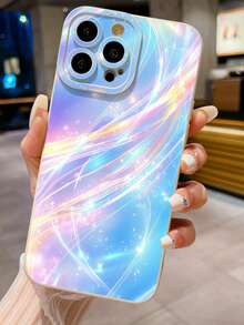 1 件蓝色极光 UV 印花防摔手机壳，适用于 Apple、/Galaxy、Infinix、Redmi、OPPO、VIVO、Realme 防水防震防刮