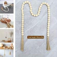 1pc/4pcs, 39 Inches, Bohemian Wooden Beads With Tassels - Multipurpose Stylish Bohemian Wall Hanging, Home Decor Prayer Beads, Perfect For Wedding Decoration, Graduation Decoration, Room Decoration