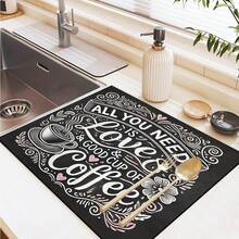 1pc Absorbent & Quick Drying Mat, Classic Vintage Pattern Handmade Coffee Pot Draining Mat, Kitchen Counter Dish Drying Mat With Non-Slip Backing, Silica Gel Drainage Mat That Hides Stains, Super Drainage Kitchen Mat, Easy Clean Dish Rack Mat, Suitable For Kitchen, Coffee Shop, Bar, Festivals, Parties, Home Decor, Holiday Gifts, Foot Mat - Multicolor - View 8