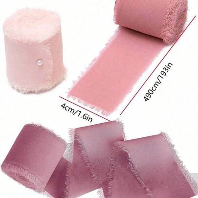 6 piezas de cinta de gasa de 4 cm de ancho, cinta para ramo de boda, tira de tela de perlas hechas a mano, suministros de fiesta de cumpleaños, graduación, decoración, artículos de decoración de regalo
