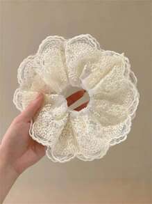 1 pièce Chouchou en dentelle doux et élégant pour femme, support de queue de cheval, convient aux robes, accessoire capillaire pour le port quotidien, printemps/été, chouchous de style bohème chic