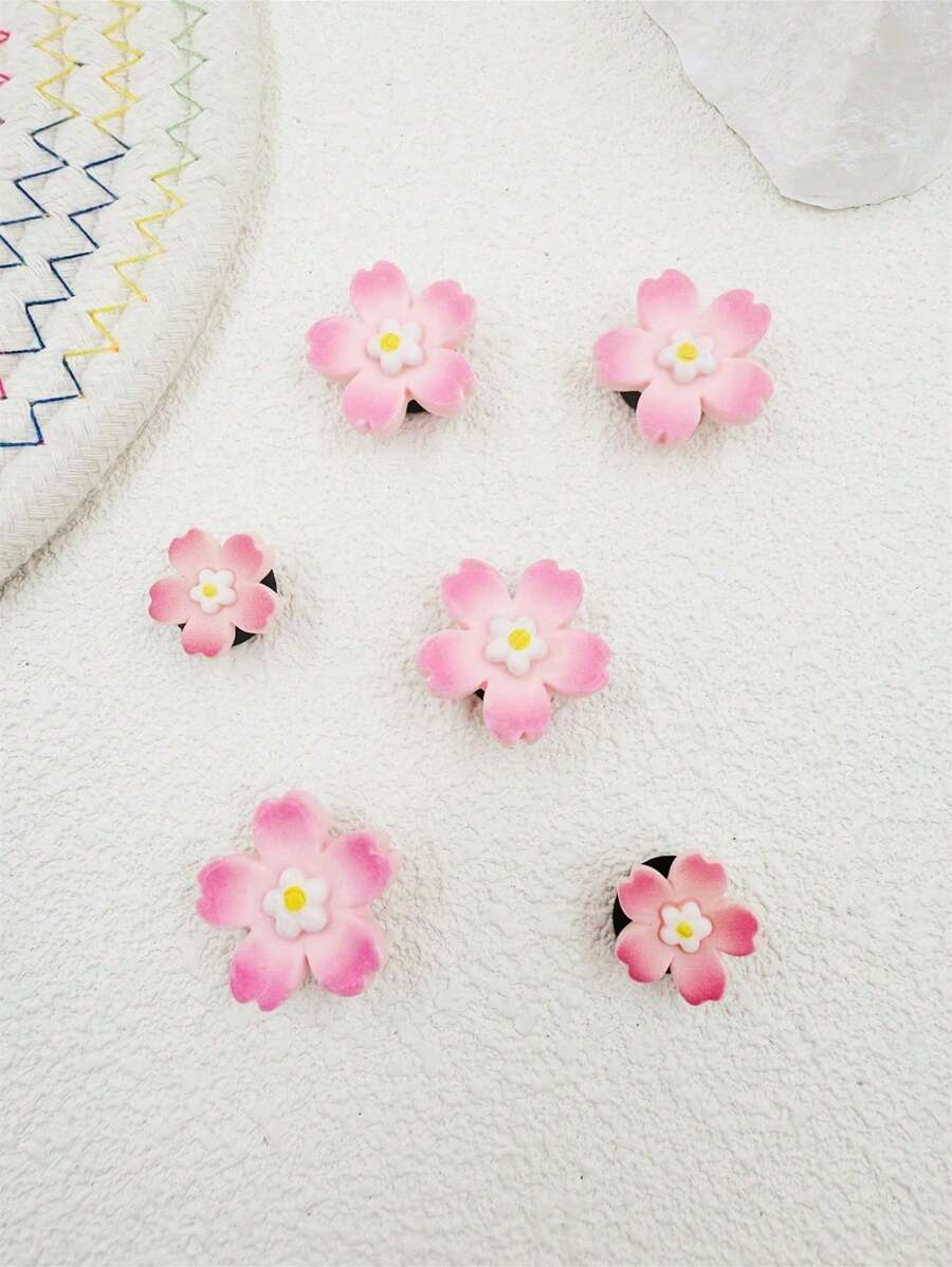 6 Pcs/Set Cute Pink Daisy Flower Shoe Charms, Suitable For Casual Shoes, Clogs And Sandals, Great For DIY Decoration, Gift For Women