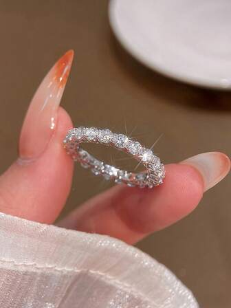 1pc 1 Carat Gorgeous Round Colorless Moissanite Diamond Engagement Ring Fine Wedding Jewelry For Women Wedding Ring Bridal Jewelry For Promise Ring