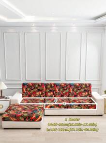 1 pezzo di Fodera per cuscino da divano in tessuto di seta di latte, antiscivolo ed elastica, decorativa con stampa a foglie, effetto lucido e motivi geometrici, adatta per animali domestici, per uso in tutte le stagioni, primavera/estate/autunno/inverno