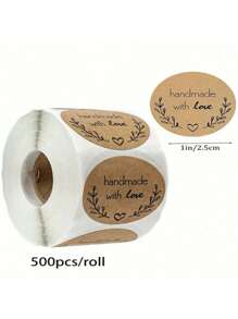 500pcs Mini Brown Kraft Round Label Stickers, DIY Stickers, Holiday Decorations, Seal Stickers For Gifts And Packaging, Plain Spiral Sketchbook, Simple And Portable Sketch Pads