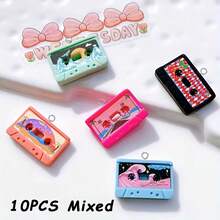 10pcs Vintage Cassette Tape Resin Decors | Cartoon Design DIY Jewelry & Keychain | Realistic Music Themed Accessories, Suitable For Shoes, Boots, Watches And Handmade Decorations - Random Assorted - Multicolor - View 11