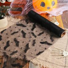 1 Stück Halloween Spinnennetz Cut Out Tischläufer, 100% Polyester Tüll, Party Tischdekoration Tuch, Heim Halloween Dekoration