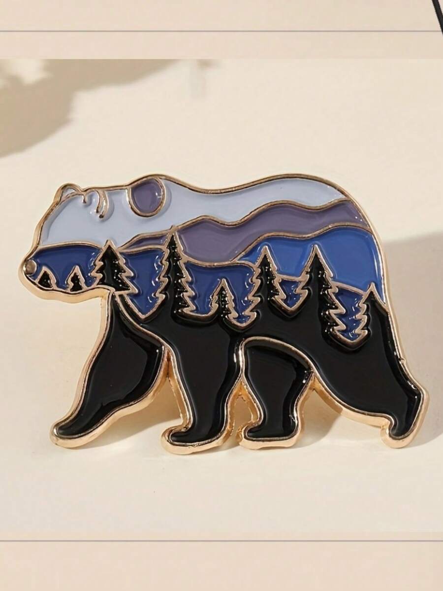 1pc Cute Cartoon Polar Bear Enamel Pin - Multifunctional Accessory For Backpacks, Clothing And Hats | Fashionable And Brooch Pin Badge - Multicolor - View 1