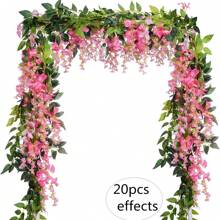 1/4 Pcs Artificial Flowers Garland,Total 28.8ft Artificial Wisteria Vine Silk Hanging Flower For Home Garden Outdoor Ceremony Wedding Arch Floral Decor