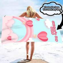 Personalized Beach Towel With Name Or Letter Combination - Super Absorbent & Microfiber Bathroom & Pool Towel, Suitable For Teens And Adults, Quick-Dry Soft Beach Towel With Cartoon Design, Ideal Gift For Boys And Girls Bathroom Decor Summer Travel Essentials Travel Accessories Beach Essentials
