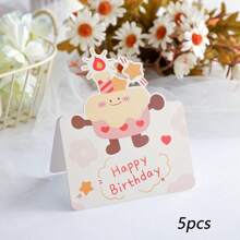 5pcs/20pcs 6 Styles Creative 3D Birthday Greeting Cards, Happy Birthday Wishes Postcards, Cake Shop/Flower Store Decoration And Packaging Greeting Cards