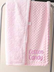 70cm*105cm Pink/Blue Polka Dot Plush Double Layer Nap Blanket, Customizable, Suitable For Strollers, Air-Conditioned Rooms, Minky Fabric, Comfortable, Embroiderable Letters - Multicolor - View 9
