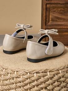 1 Par de Zapatos de recubierto para Niñas, Zapatos de Princesa para Escuela y Eventos con Puntera Redonda, Lazo a Cuadros, Suela Suave, Zapatos Planos Ceremoniales, Zapatos de Uniforme Lindos y de Moda