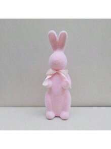 1 pieza Conejo de pascua realista de peluche corto con musgo para decoración de escritorio