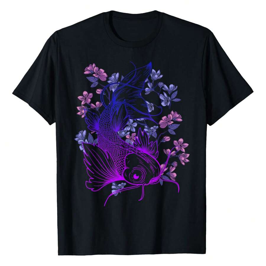 Japanese Koi Carp Cherry Blossom Blooming Season Asian Carp T-Shirt