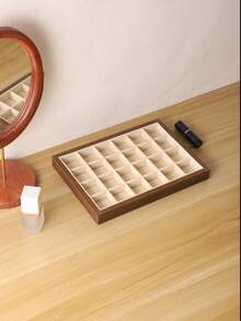 صينية مجوهرات ذات سعة كبيرة من خشب الجوز والمخمل لحفظ الخواتم والأقراط والعقود والأساور، منظم لعرض المجوهرات والتخزين الصيفي، هدية