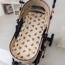 1pc Baby Stroller Seat Cushion, Breathable & Soft Baby Car Seat Liner, Soft Polyester Stroller Pad, Skin-Friendly Dotted Design, Thickened Non-Slip Baby Carriage Cotton Mat, Reversible Cradle Bed Mattress