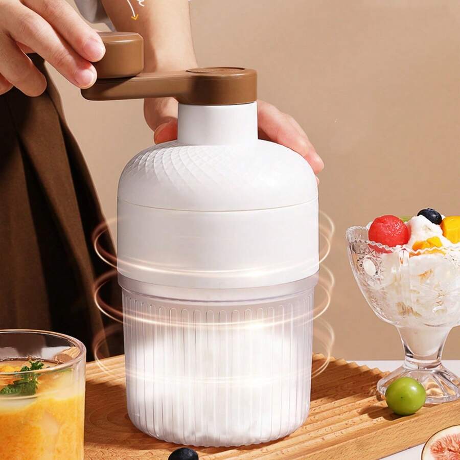 3pcs Summer DIY Shaved Ice Maker, Manual Hand Operated Crushed Ice Machine Without Electricity, Small Portable Home Use Shaved Ice Maker, Cartoon Style Hand Crank Ice Shaver Machine