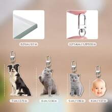 1pc Customized Photo Keychain, Acrylic Pet Keychain, Personalized Dog Keychain, Custom Photo Picture Keychain