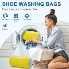 1pc Reusable Shoe Washing Bag, Suitable For Washing Shoes In Washing Machine And Dryer, Fits All Shoe Types And Sizes, Random Color