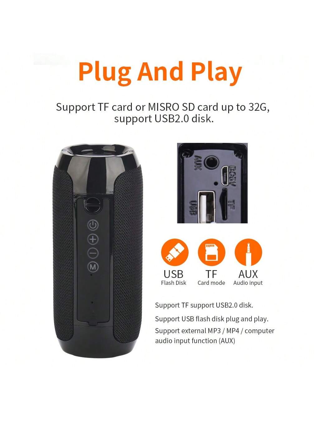 مكبر صوت لاسلكي محمول بلوتوث، مقاوم للماء، بمضخم ب...