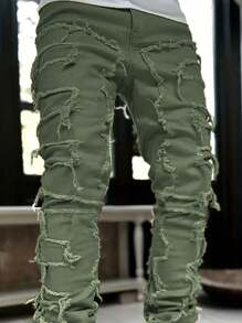 Set de 2 pantalones vaqueros de hombre con corte slim, de diseño creativo y con múltiples capas