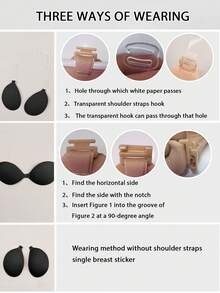 Women's Strapless Knit Push Up Adhesive Bra With Neckline Strap, Suitable For Backless Dresses - Black - View 10