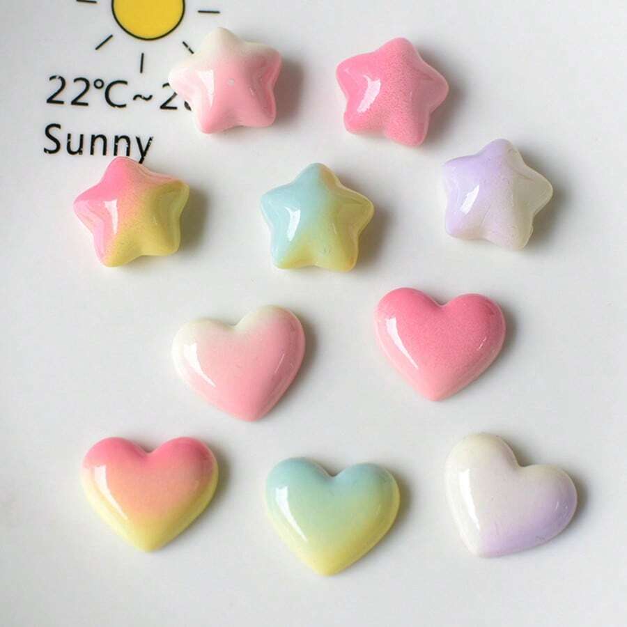 5/10 Stücke süße Farbverlauf Herz- und Stern geformte Kühlschrankmagnethalter, Hochzeit/Geburtstagsparty Dekoration, süße Mädchen Zimmer Deko, Büro Whiteboard Magnete