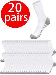 1双/5双/10双/20双装 轻盈透气加大码男士针织中筒袜/踝袜 - 防臭、吸湿排汗、弹力袜，男女皆宜 - 彩色 - 查看 4