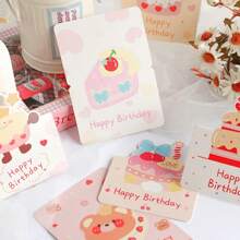 5pcs/20pcs 6 Styles Creative 3D Birthday Greeting Cards, Happy Birthday Wishes Postcards, Cake Shop/Flower Store Decoration And Packaging Greeting Cards