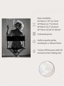 1 pieza Póster de Monroe, decoración de pared en blanco y negro Monroe, arte de moda, fotografía vintage, decoración de antigua, para sala de estar, dormitorio, baño, oficina y otras decoraciones del hogar, sin marco