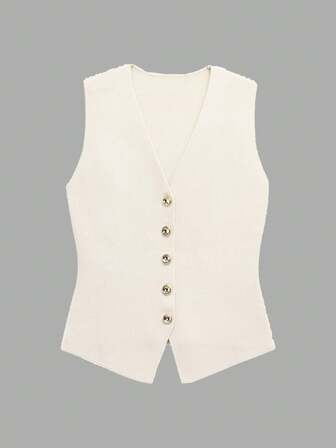 纯色合身针织背心，夏季时尚