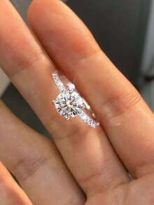 1 pieza Anillo de compromiso y boda elegante y brillante de diamante Moissanite de 1 quilate en plata de ley 925 para mujeres y niñas, joyería fina de regalo